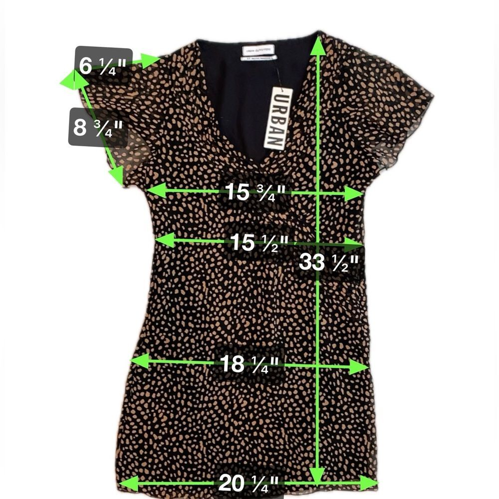 Urban Outfitters V-Neck Flutter Sleeve Leopard Dress Brown Black Size Small NWT‎ - Picture 8 of 10
